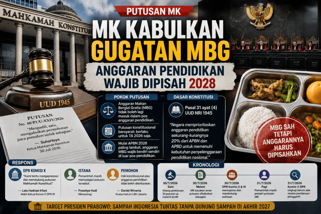 MK Kabulkan Gugatan MBG, Anggaran Pendidikan Wajib Dipisah 2028